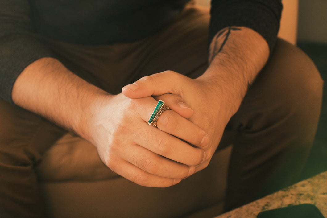 Geometric Turquoise Men’s Ring